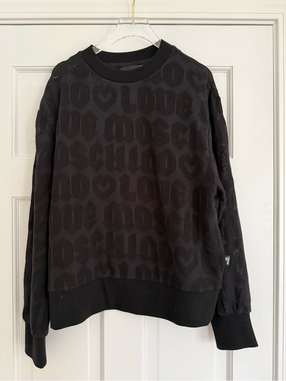Love Moschino Black Crewneck Sweater with LOVE MOSCHINO logo size 6 42 like new